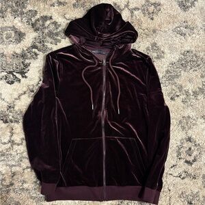 Women's Velvet Hoodie - Deep Burgundy